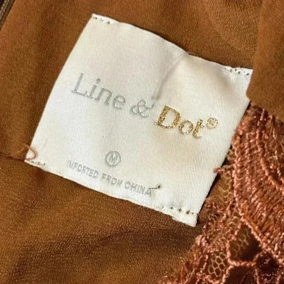 REVOLVE Line & Dot Brown Lace Detail Mini Dress Medium - Picture 5 of 5